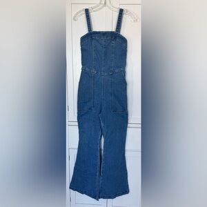 Hollister Denim Flare Leg Corset Jumpsuit Women’s Medium 70s Retro Overalls
